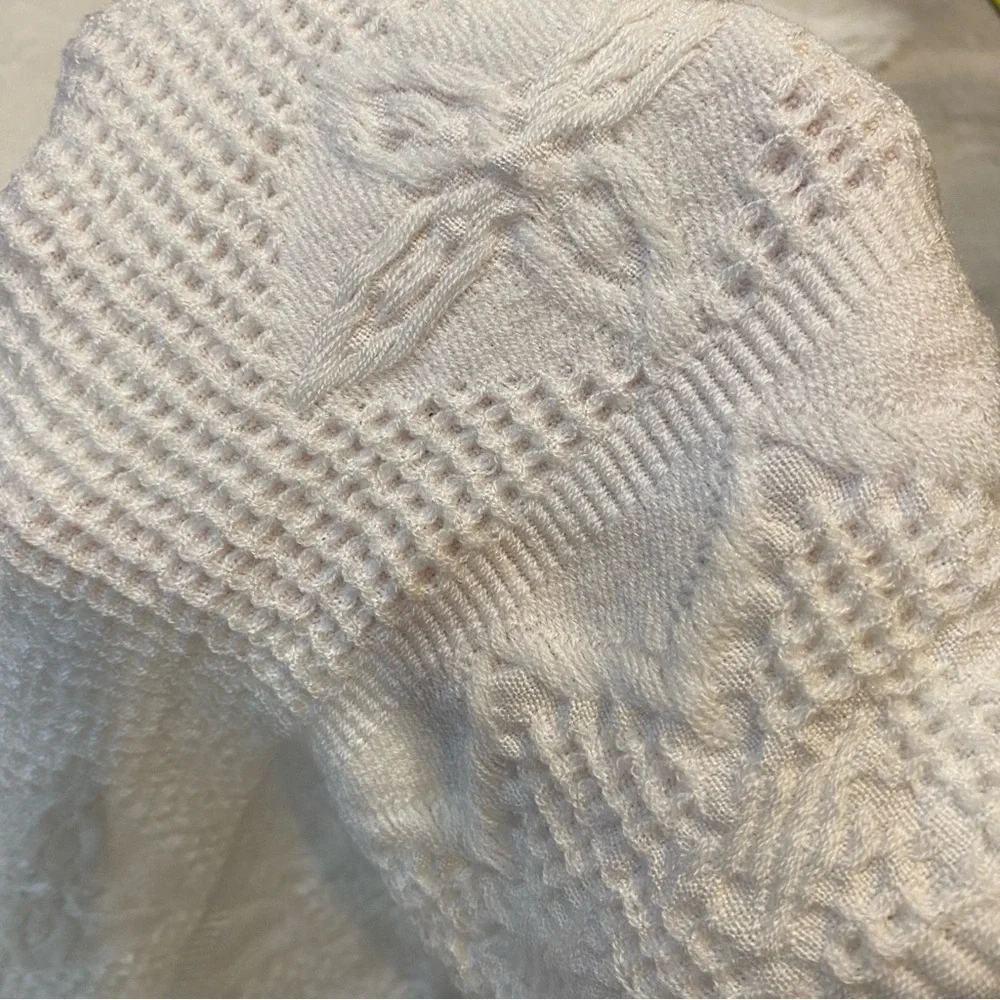 Gorgeous Hand knit White Throw Blanket or Baby Blanket - Square  40in